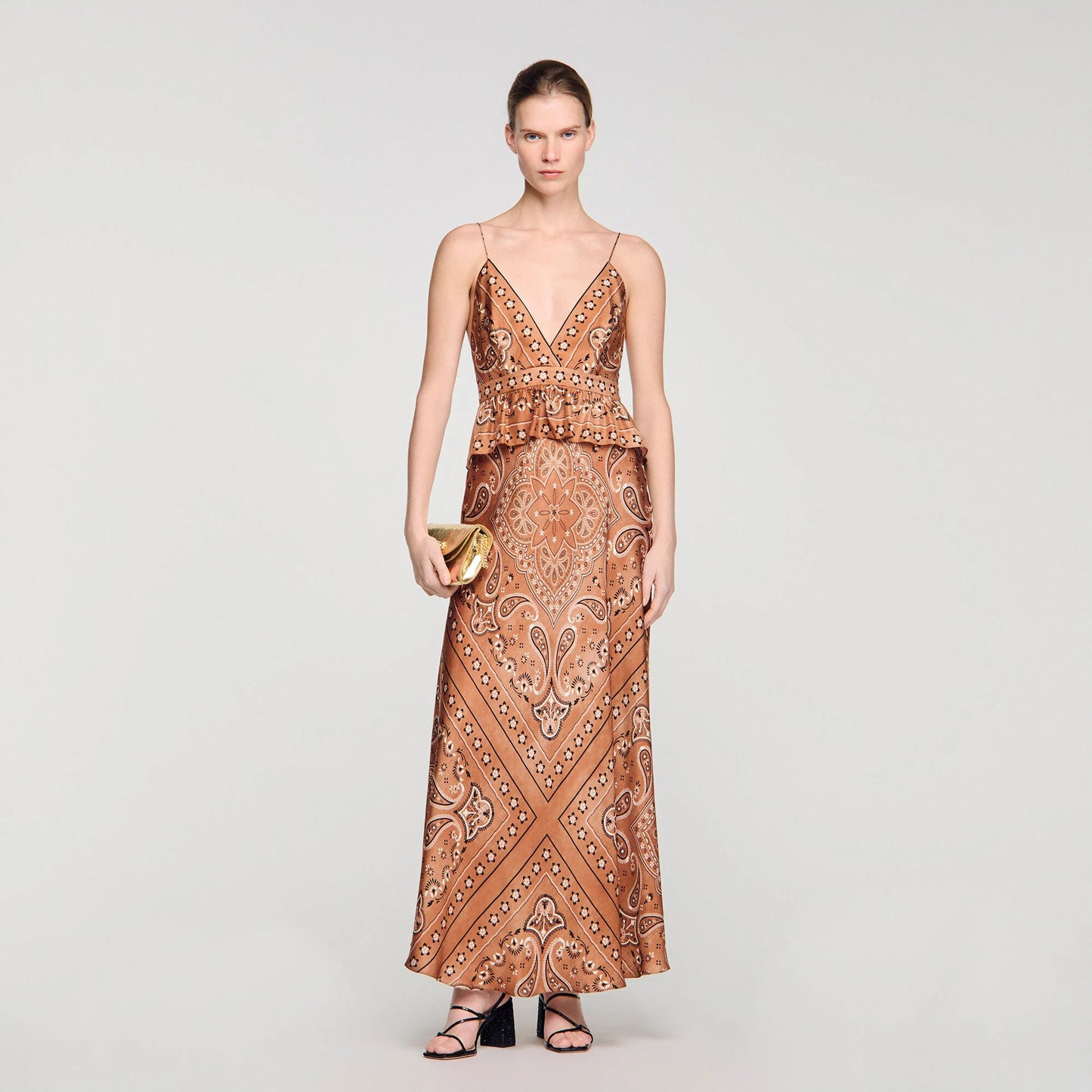Vanellia Bandana-Print Maxi Dress Brown / Black
