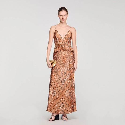 Vanellia Bandana-Print Maxi Dress Brown / Black
