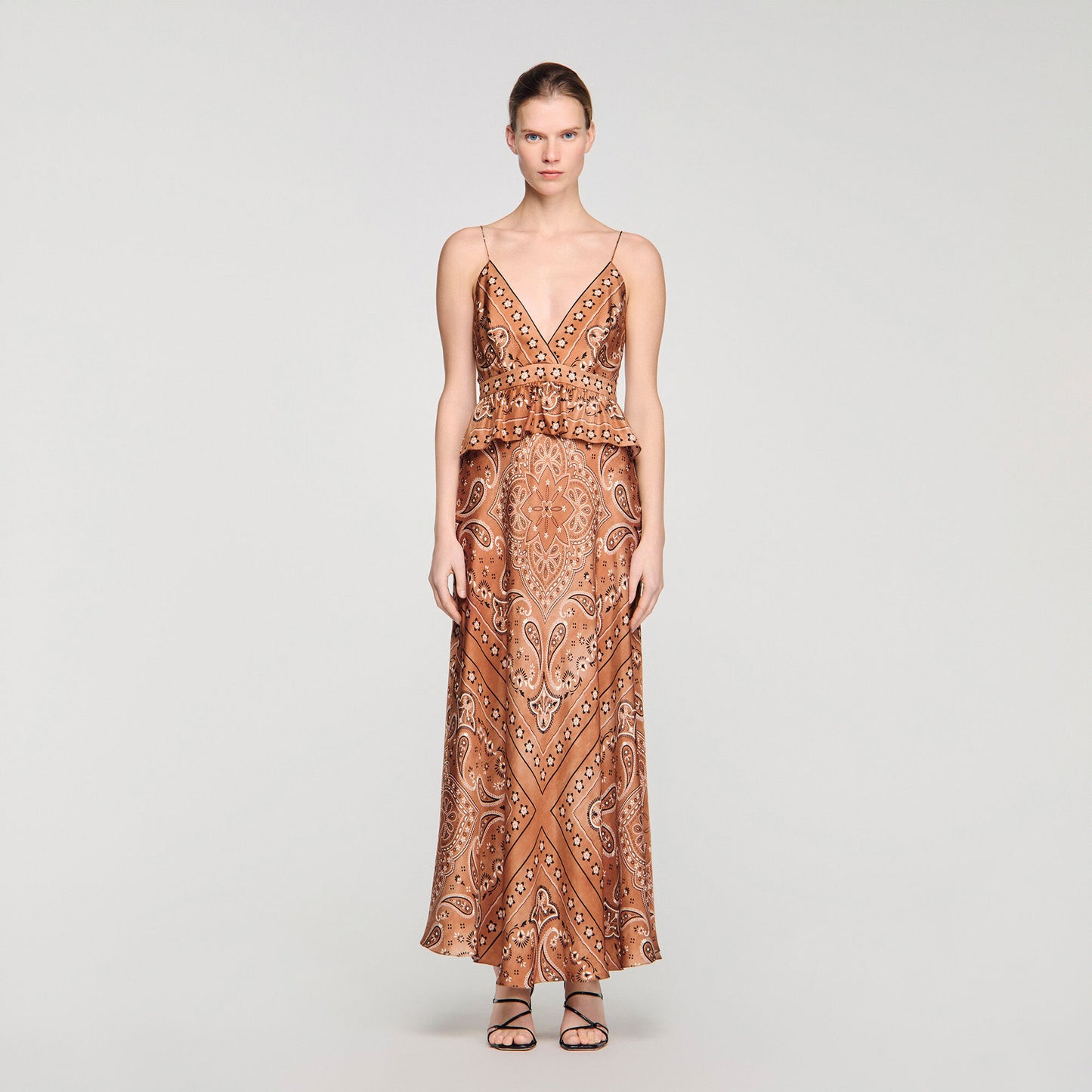 Vanellia Bandana-Print Maxi Dress Brown / Black