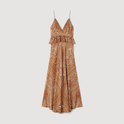 Vanellia Bandana-Print Maxi Dress Brown / Black