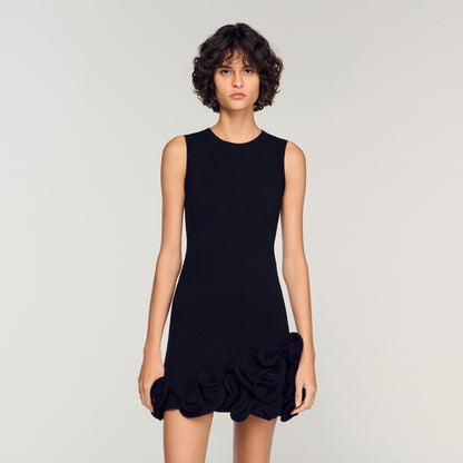 Chloe Floral Knit Short Dress Black Chloe Floral Knit Short Dress Black