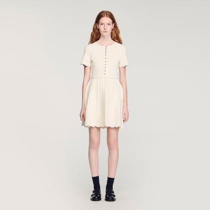 Gisele Pointelle Knit Short Dress ECRU