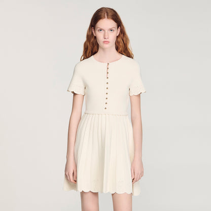 Gisele Pointelle Knit Short Dress ECRU