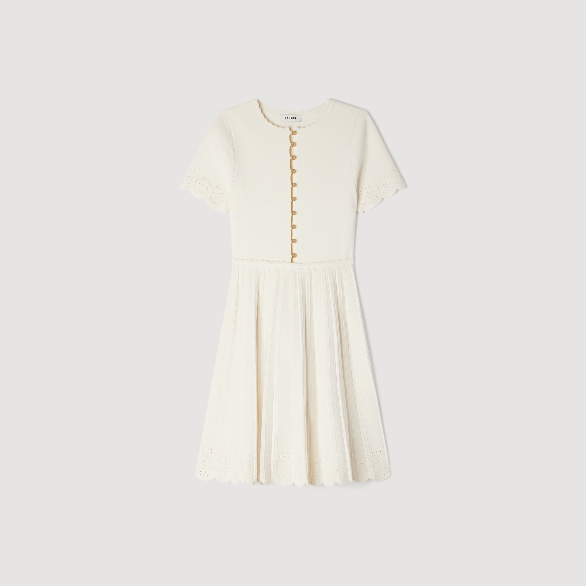 Gisele Pointelle Knit Short Dress ECRU