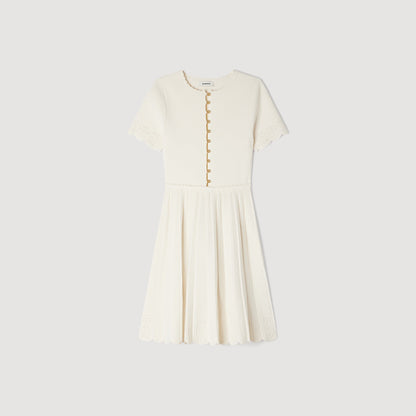 Gisele Pointelle Knit Short Dress ECRU
