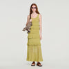Coralina Ruffled Knit Maxi Dress Green