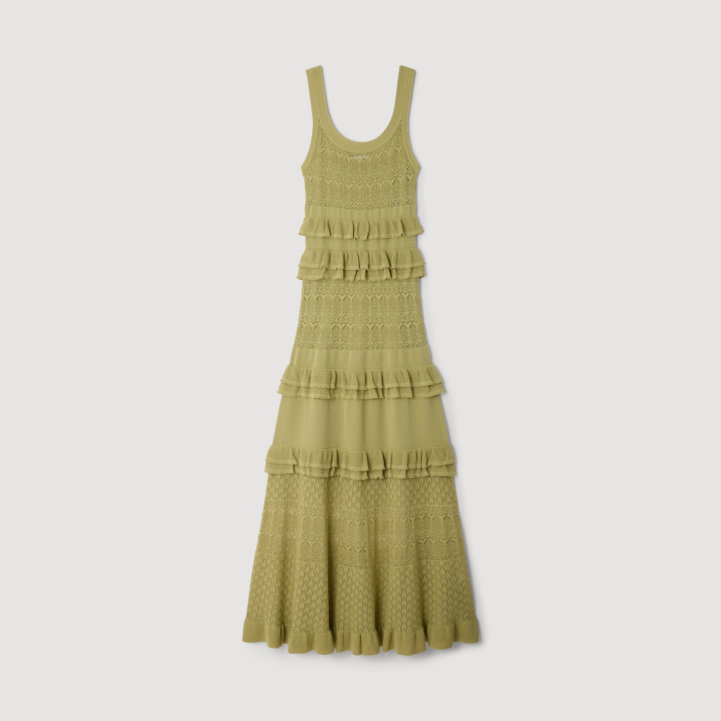 Coralina Ruffled Knit Maxi Dress Green