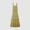 Coralina Ruffled Knit Maxi Dress Green