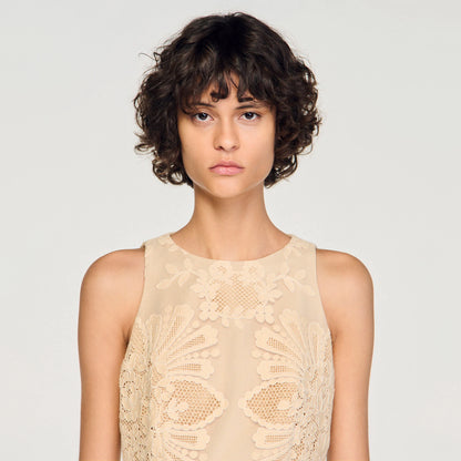 Amaria Guipure Short Dress Vanilla