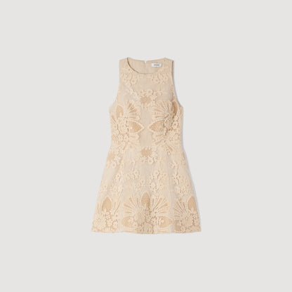 Amaria Guipure Short Dress Vanilla