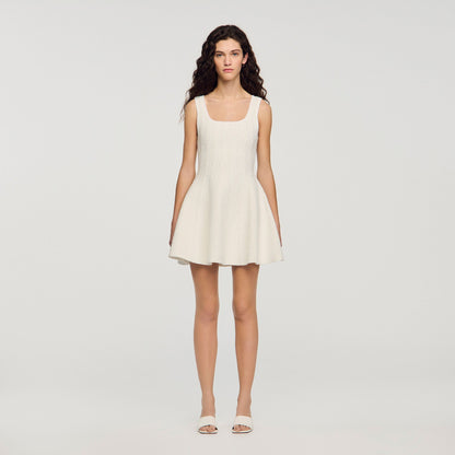 Lyssandra Beaded Knit Short Dress WHITE