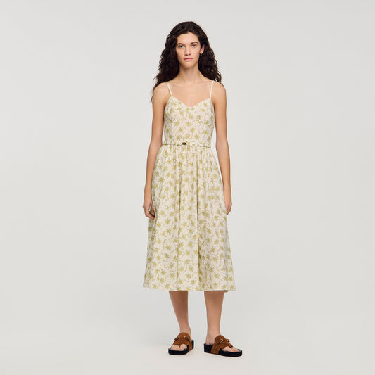 Lucette Floral Maxi Dress With Straps Olive / Ecru