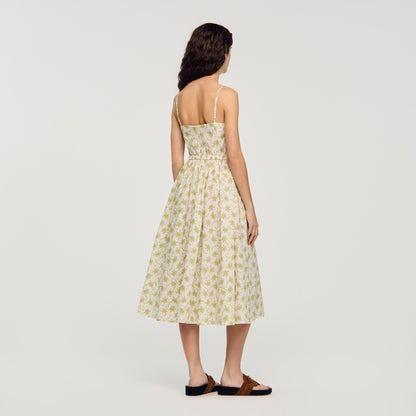 Lucette Floral Maxi Dress With Straps Olive / Ecru