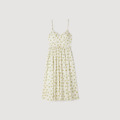 Lucette Floral Maxi Dress With Straps Olive / Ecru