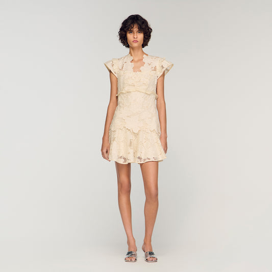 Lyrella Short Guipure Dress Ecru