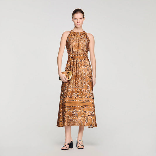 Melanie Bandana-Print Maxi Dress Brown / Black