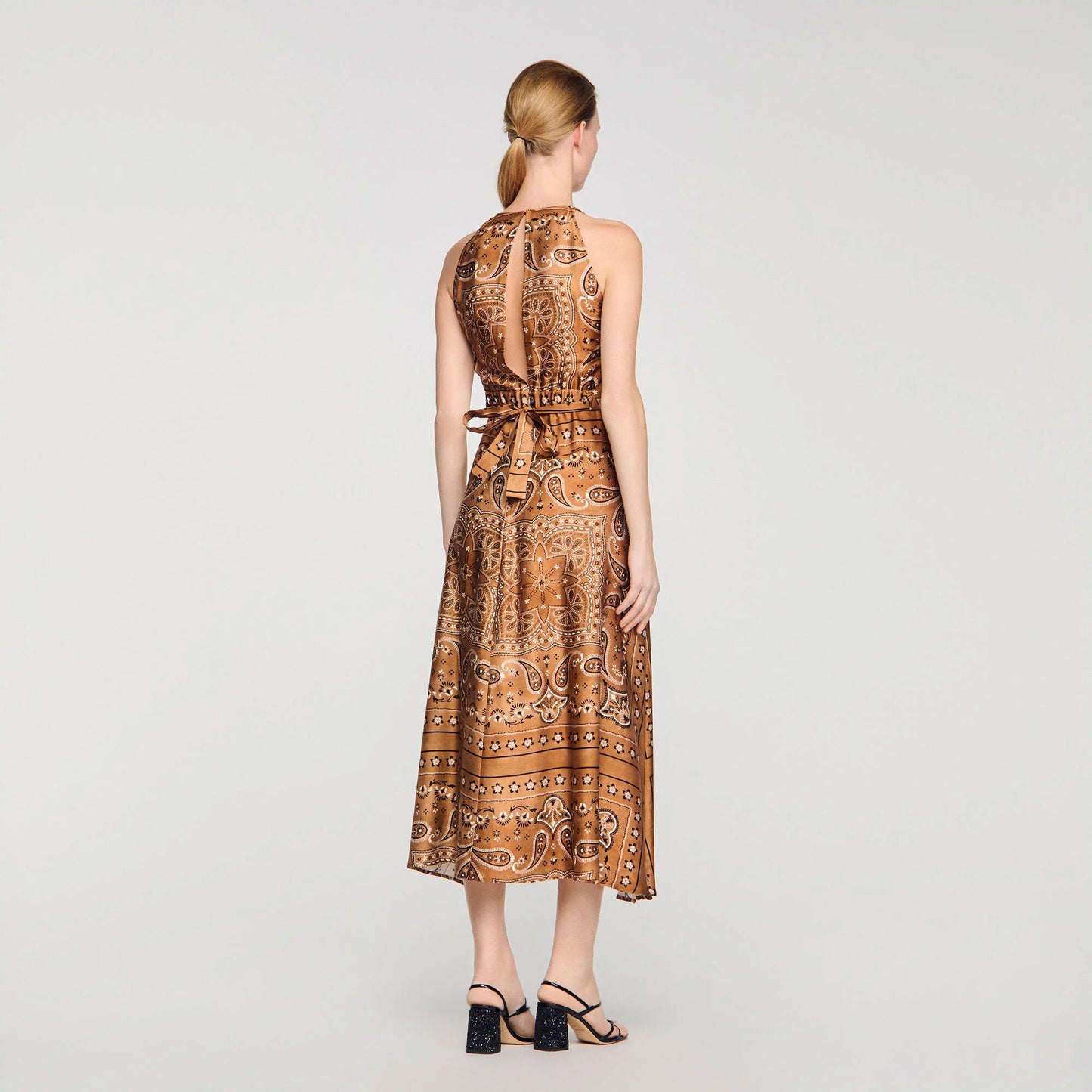Melanie Bandana-Print Maxi Dress Brown / Black