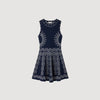 Capri Scarf-Print Knit Short Dress Navy Blue