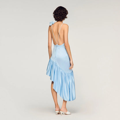 Laurine Asymmetrical Ruffled Dress Blue Sky