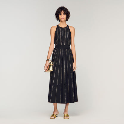 Mexique Rhinestone Maxi Dress Black