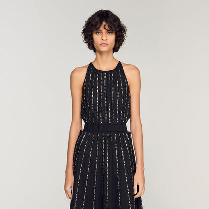 Mexique Rhinestone Maxi Dress Black
