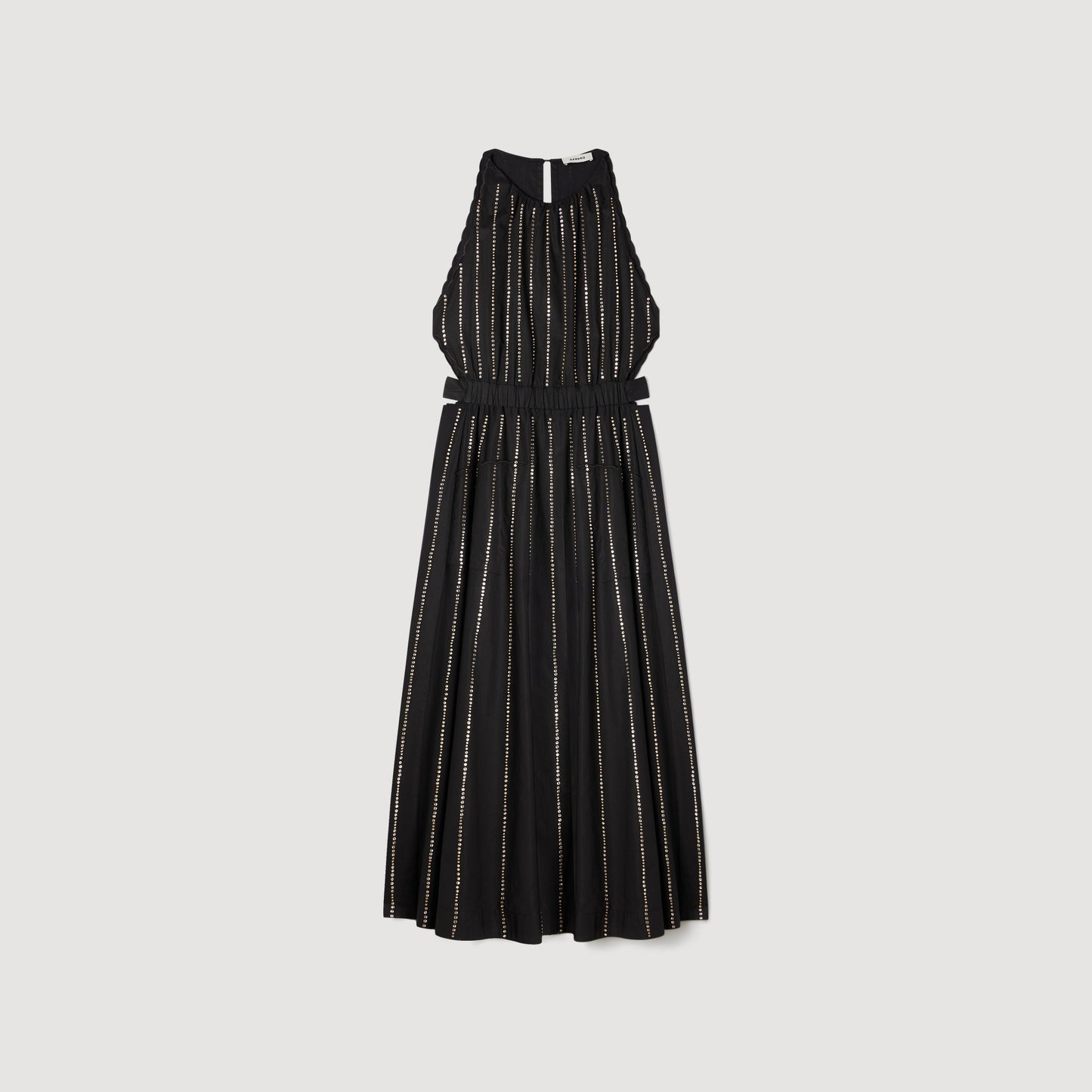 Mexique Rhinestone Maxi Dress BLACK