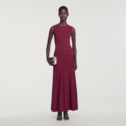 Samantha Pointelle knit maxi dress Bordeaux