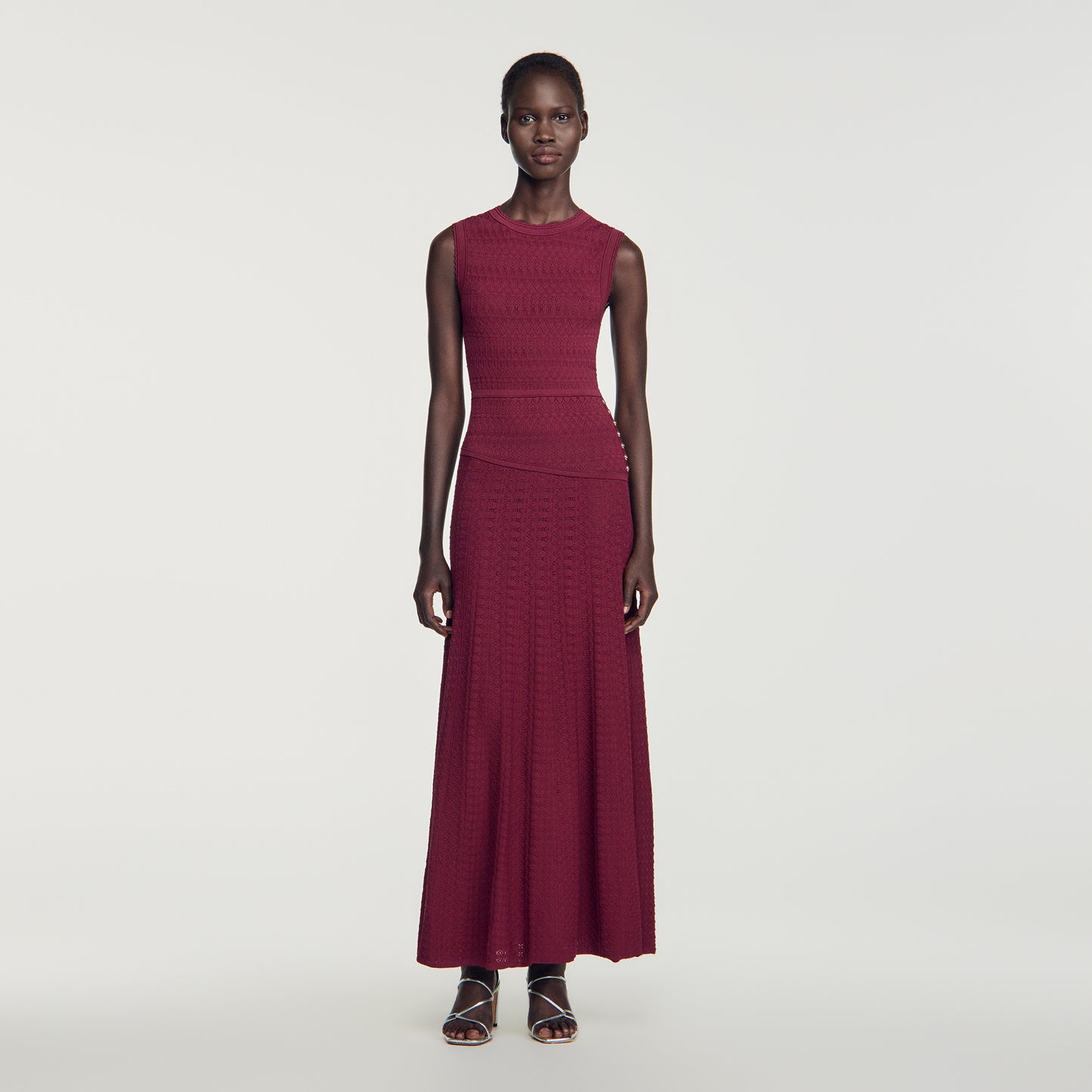 Samantha Pointelle knit maxi dress Bordeaux