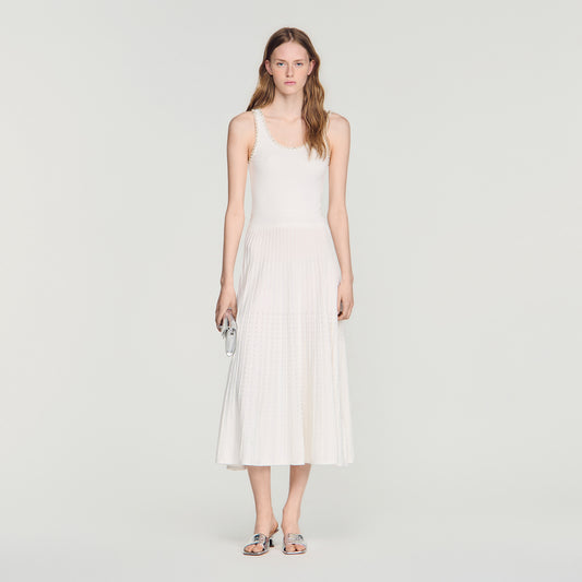 Boreale Rhinestone Knit Maxi Dress White