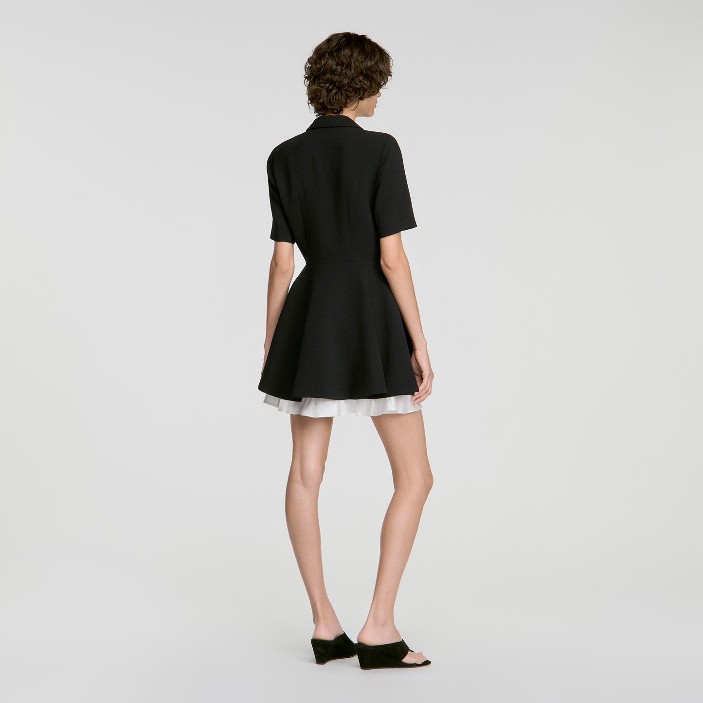 Joye Short contrast skater dress Black