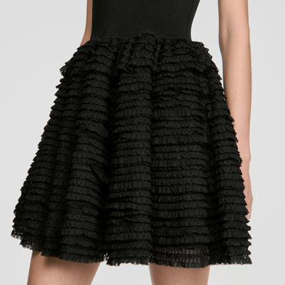 Dua Short ruffled lace dress Black