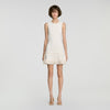 Natacha Floral knit short dress Ecru