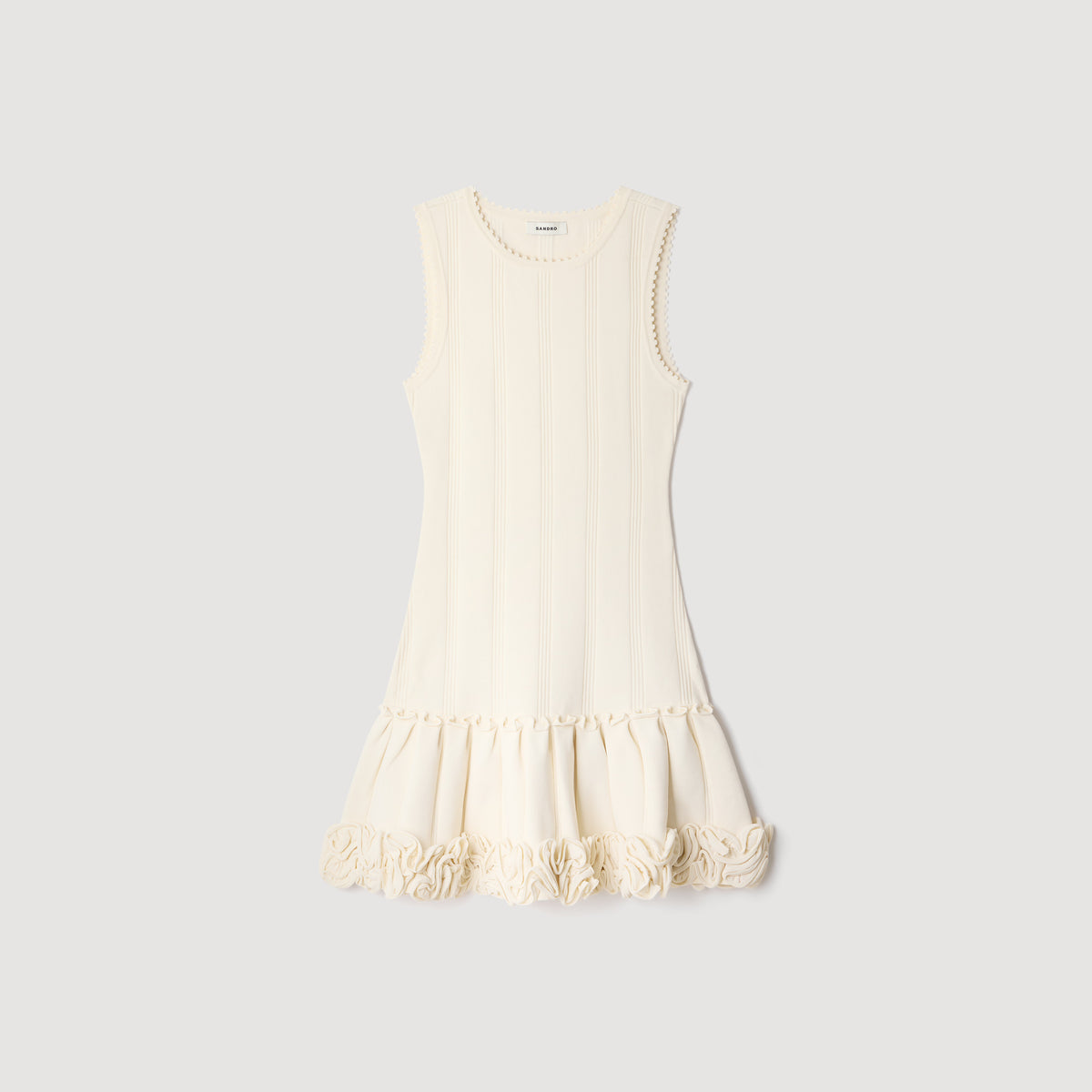 Natacha Floral knit short dress Ecru