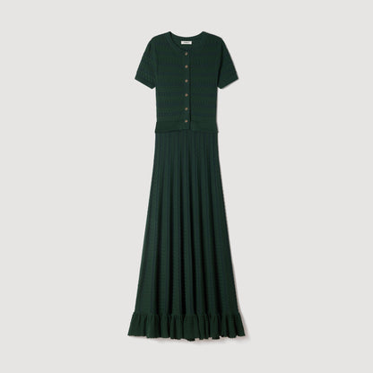Orianne Pointelle knit maxi dress Green