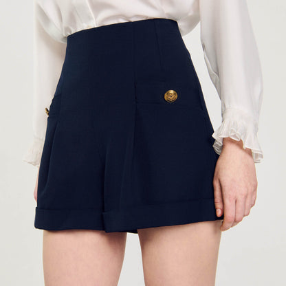 Shorts With Turn-Ups Navy Blue