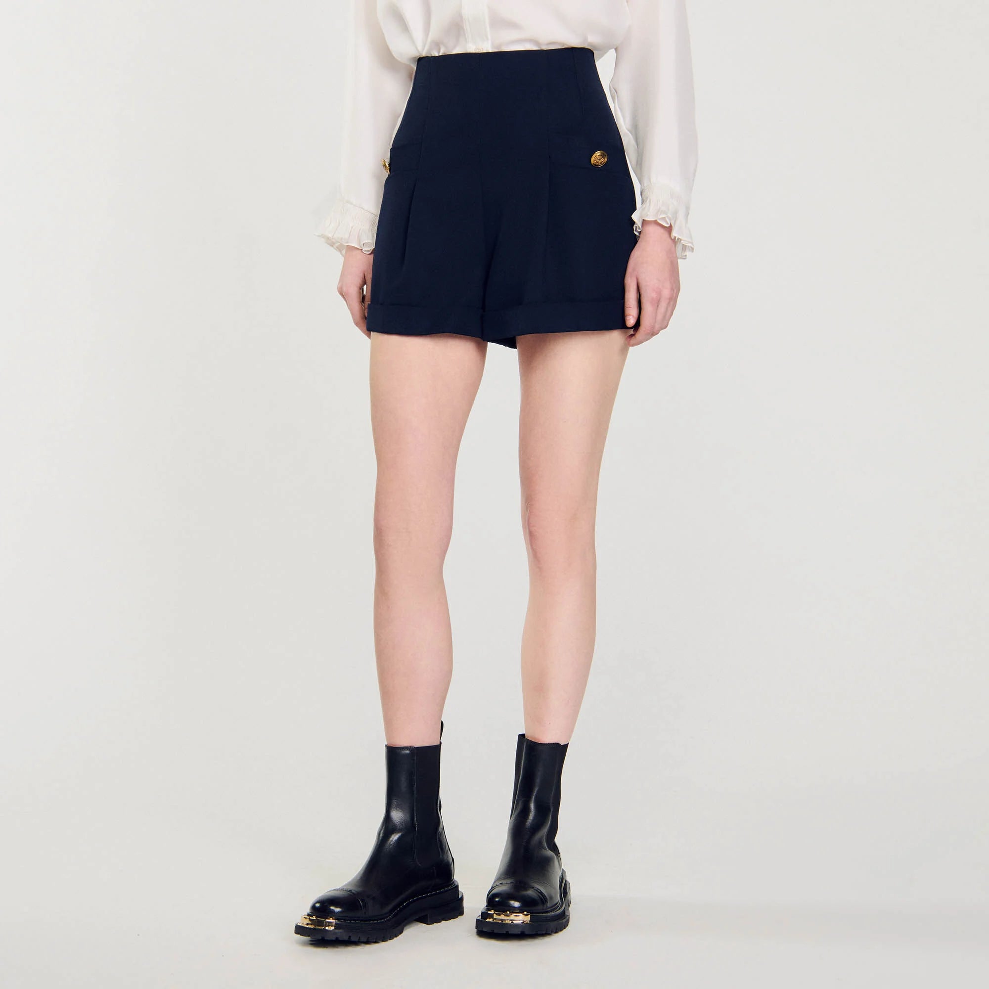 Shorts With Turn-Ups Navy Blue