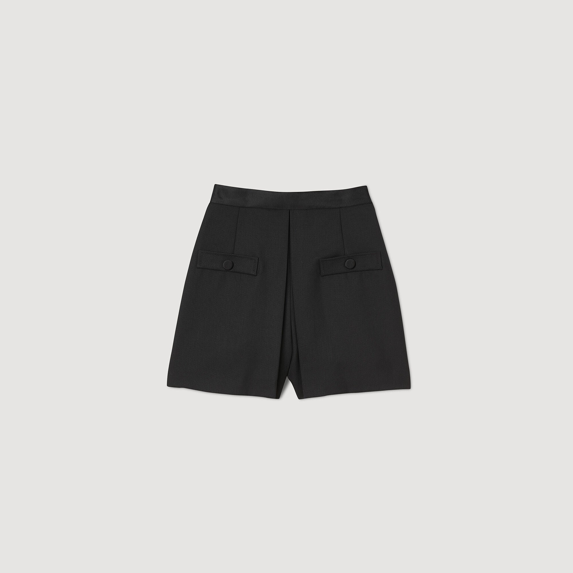 High-Waisted Shorts With Buttons Black