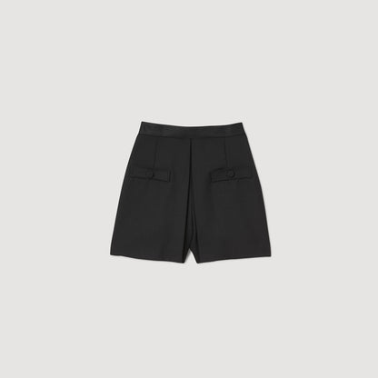 High-Waisted Shorts With Buttons Black