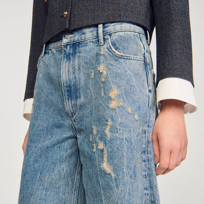 Lirio Distressed Denim Bermuda Shorts Blue Jean