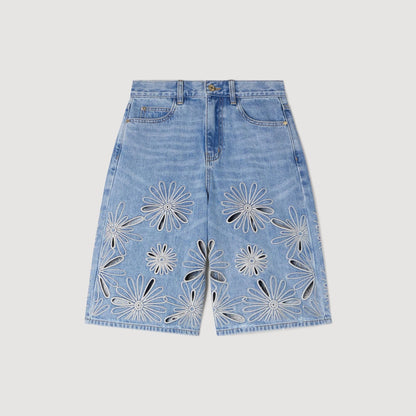 Liorea Embroidered Bermuda Shorts Blue Jean