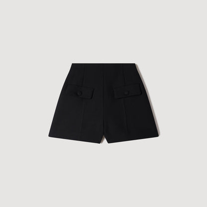 Lavandie High-waisted wool shorts Black