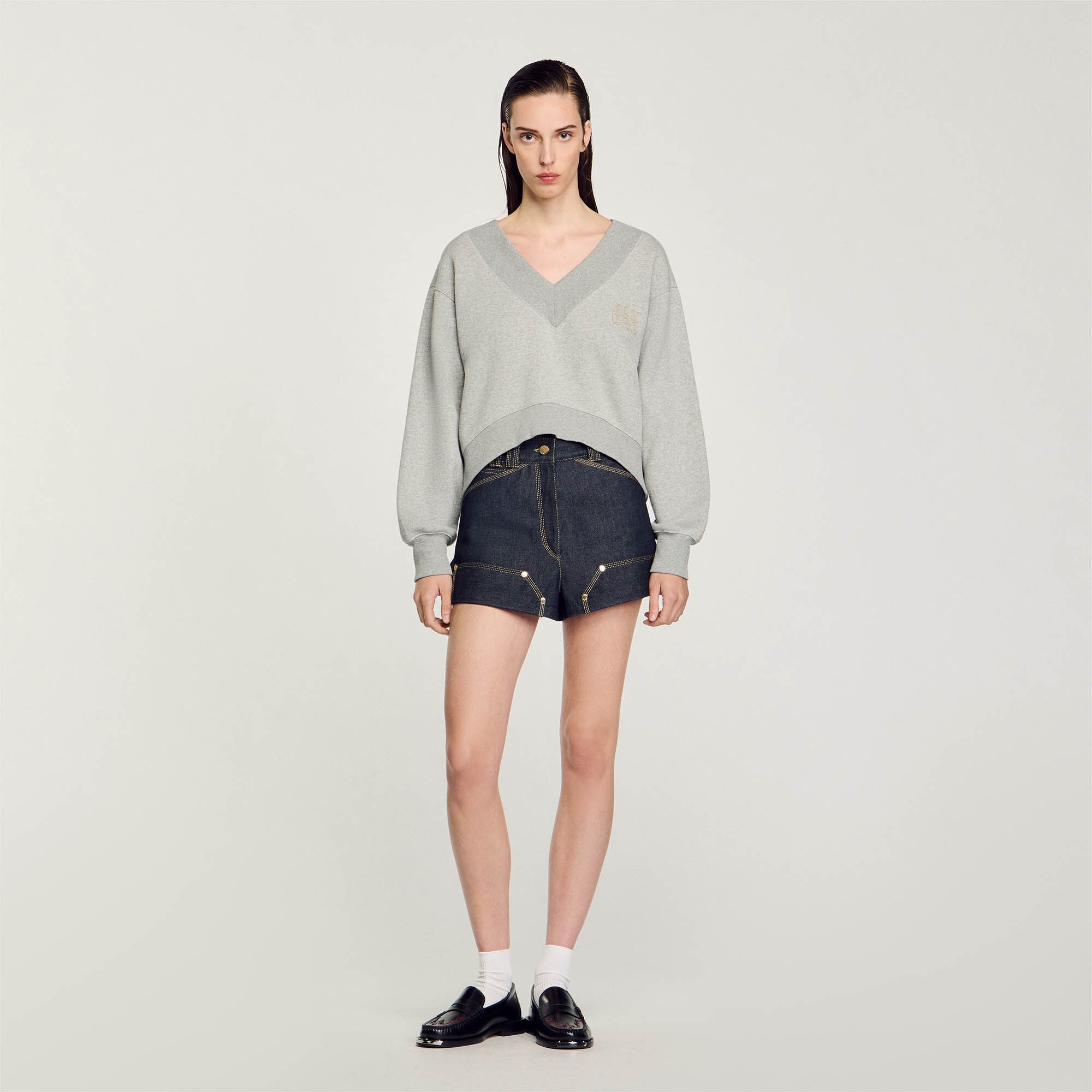 Cropped Sweatshirt Grey