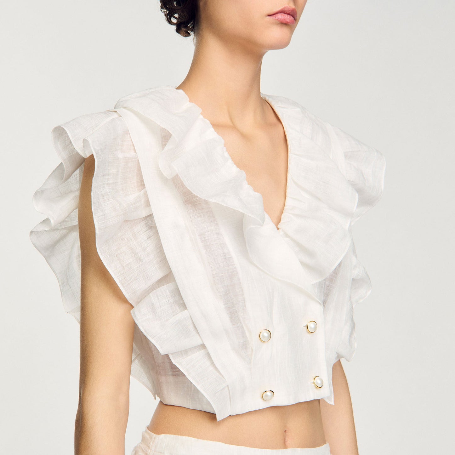 Ruffled Crop Top White