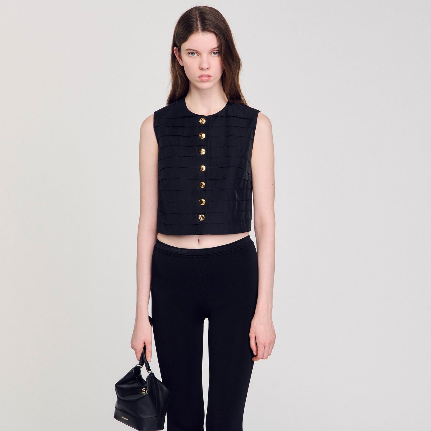 Eilat Pleated Crop Top Black