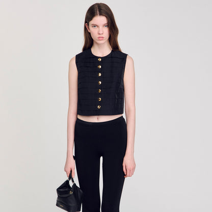Eilat Pleated Crop Top Black