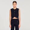 Buttoned Crop Top Black