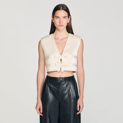Auteuil Satin Crop Top Ecru