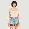 Lavandin Floral Guipure Crop Top Vanilla