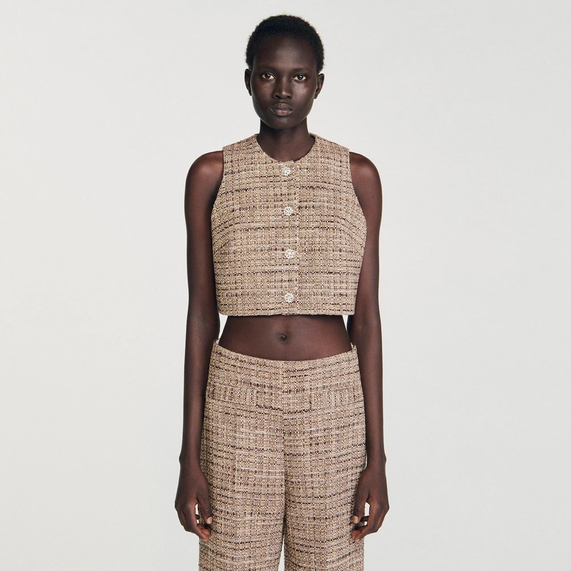 トップス pois Tweed vest トップス pois Tweed vest pois】Tweed vest [Blue]