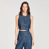Bellamy Sequin Crop Top Navy Blue